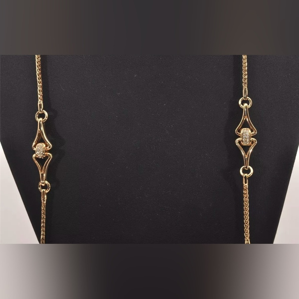 Christian Dior Gold Tone Chain‎ Rhinestone Pendant Necklace CD | PRELOVED!!💎 - Picture 7 of 12